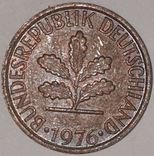 1976 D - 1 PFENNIG - ONE PFENNIG - GERMANY - FEDERAL REPUBLIC - (Copper Plated Steel)